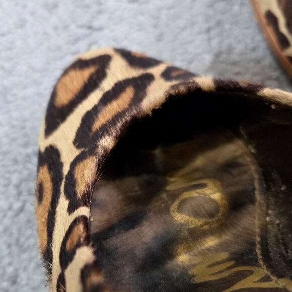 Sam Edelman Lyla Leopard Print Leather Calf Hair Platform Pumps Ankle Strap - Picture 13 of 13